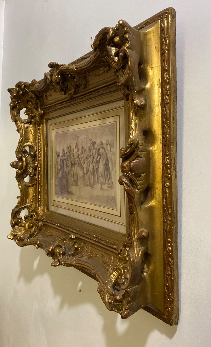 Augustin De Saint Aubin - Mine De Plomb Et Lavis Sur Papier Vergé -xviiieme Siècle  -photo-4