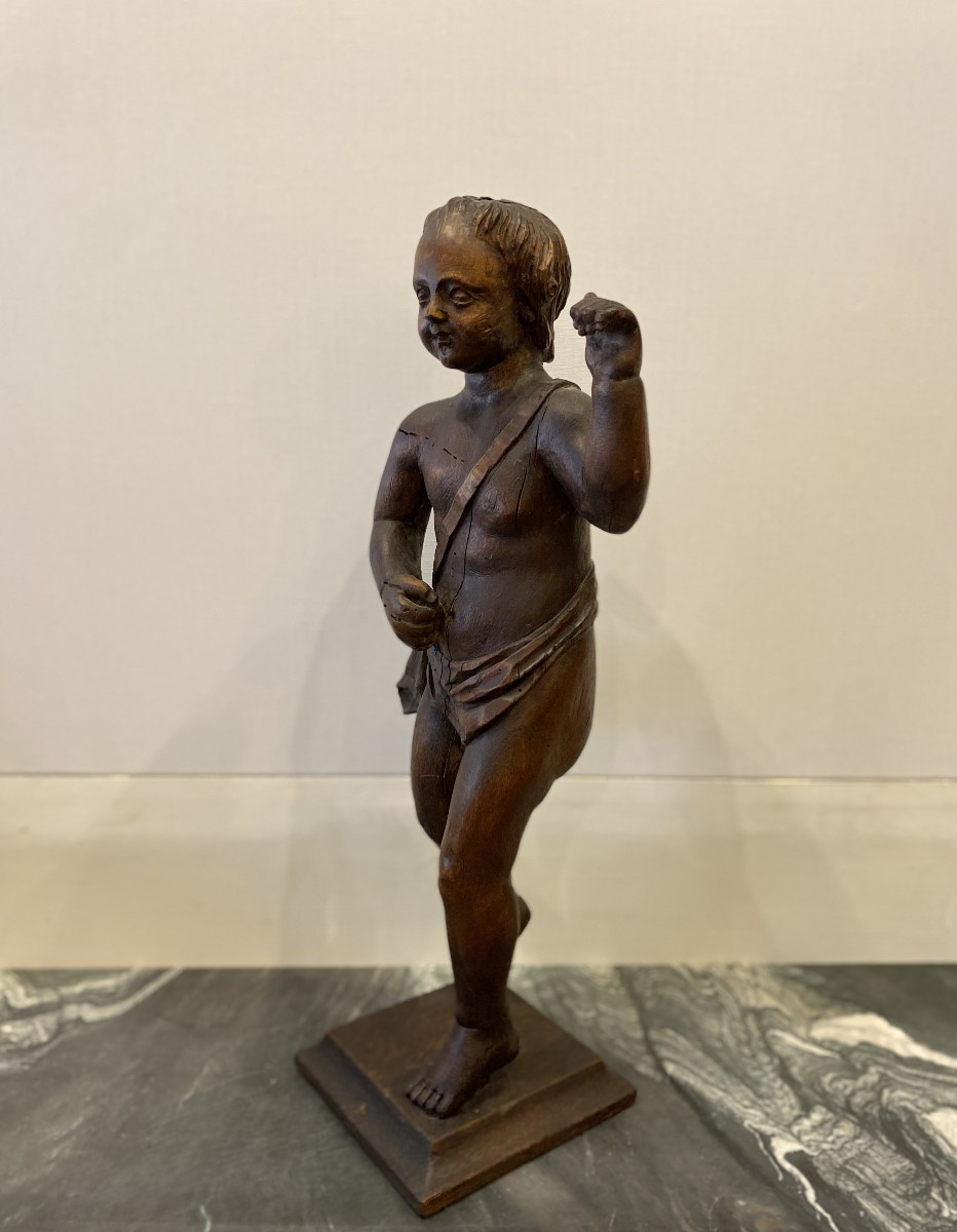 Cupidon ou Putti  - Sculpture en chêne -  XVIIème siècle - Haute époque