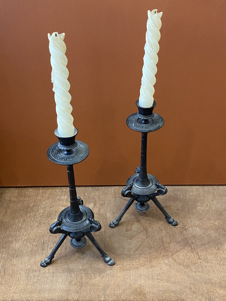 Paire de flambeaux de style antique-photo-4