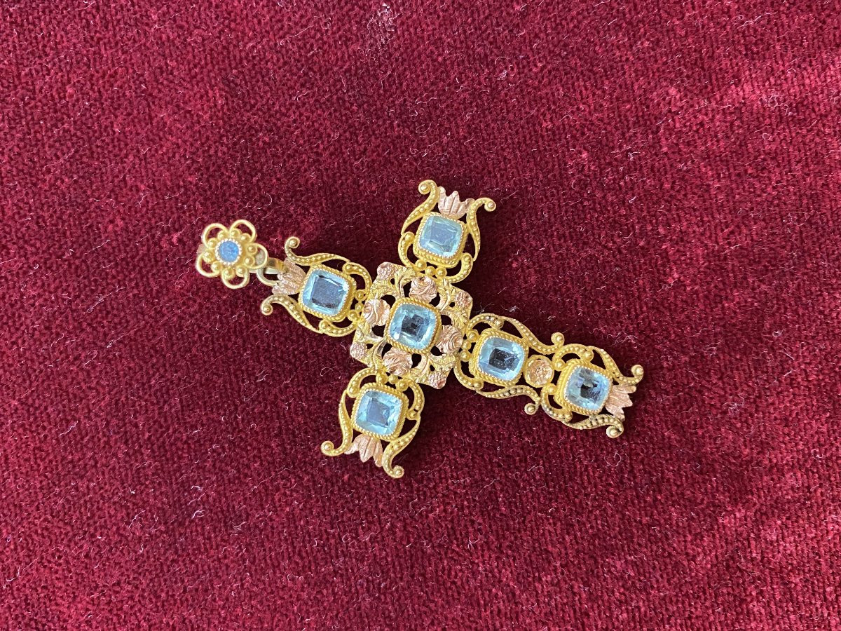 Pendentif croix en or jaune 18k (750‰)-photo-4