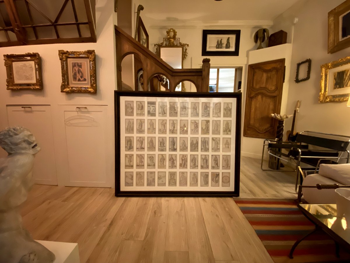 Very Large Framed Set Of 50 Mantegna Tarot Cards-photo-2