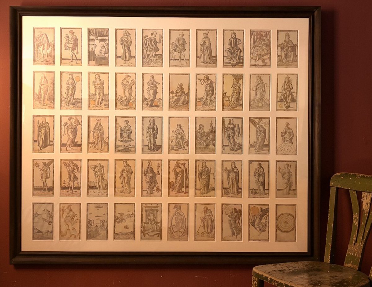 Very Large Framed Set Of 50 Mantegna Tarot Cards-photo-4