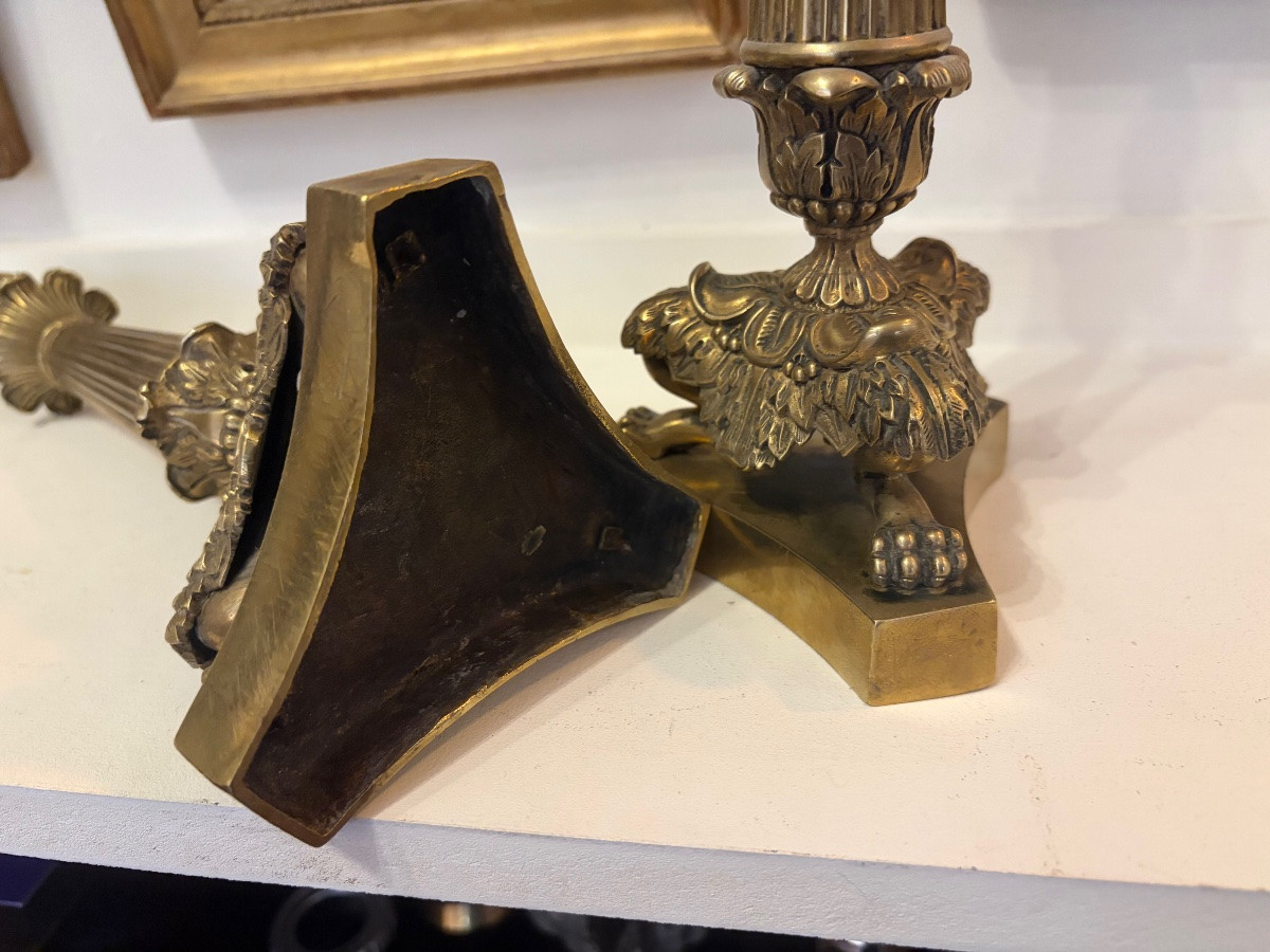 Empire Style Bronze Torch Candlestick-photo-2