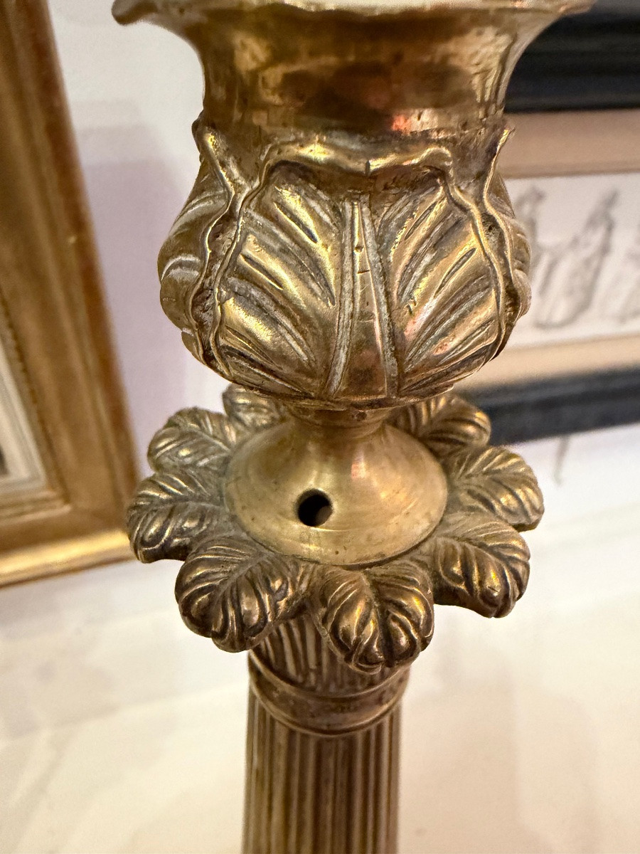 Empire Style Bronze Torch Candlestick-photo-3