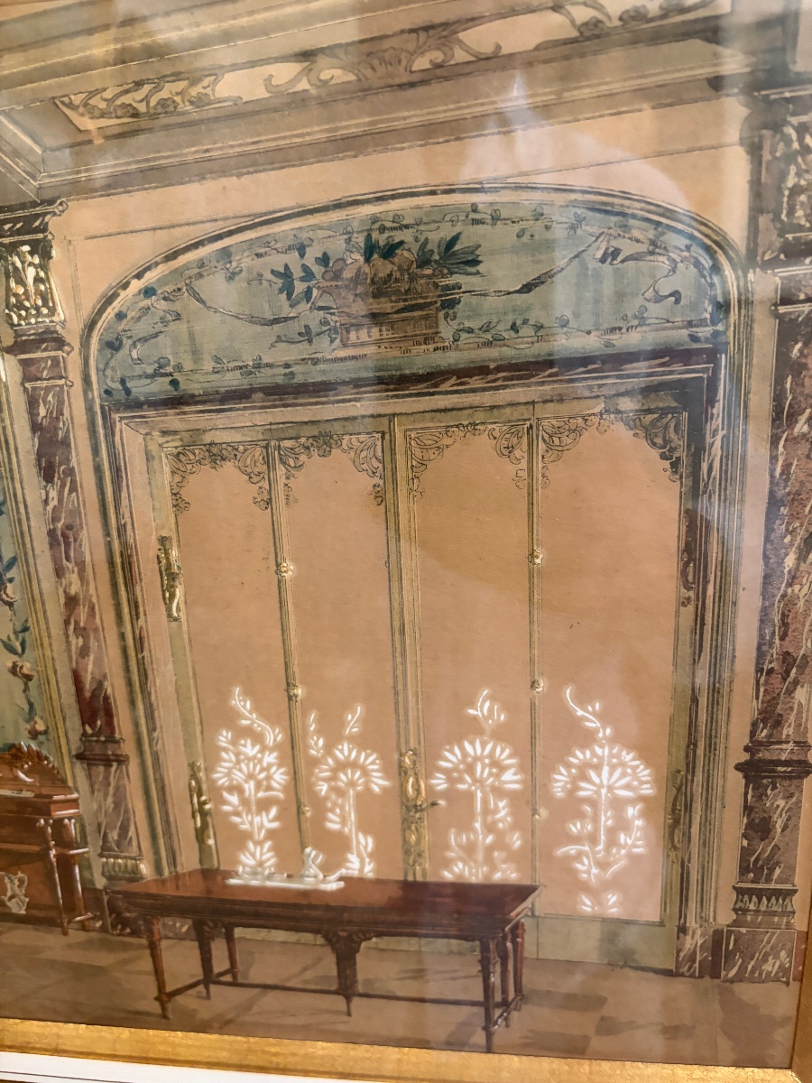 Lithographie ou gravure - intérieur art nouveau -photo-2