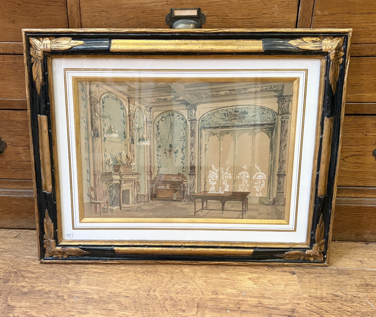 Lithographie ou gravure - intérieur art nouveau 