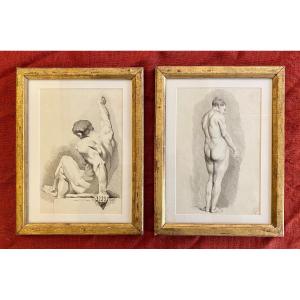 Paire De Gravure académiques Anatomique De Benoît Louis Prévost -  D’après Fragonard Et Rubens 