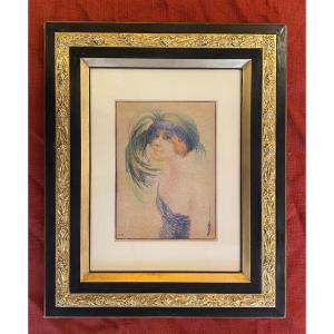 Pastel Of An Elegant Woman In A Hat - Artdeco - Artdeco Framing