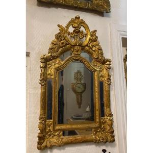 Miroir En Bois Doré Louis XIV - Régence - XVIIIe Siècle 