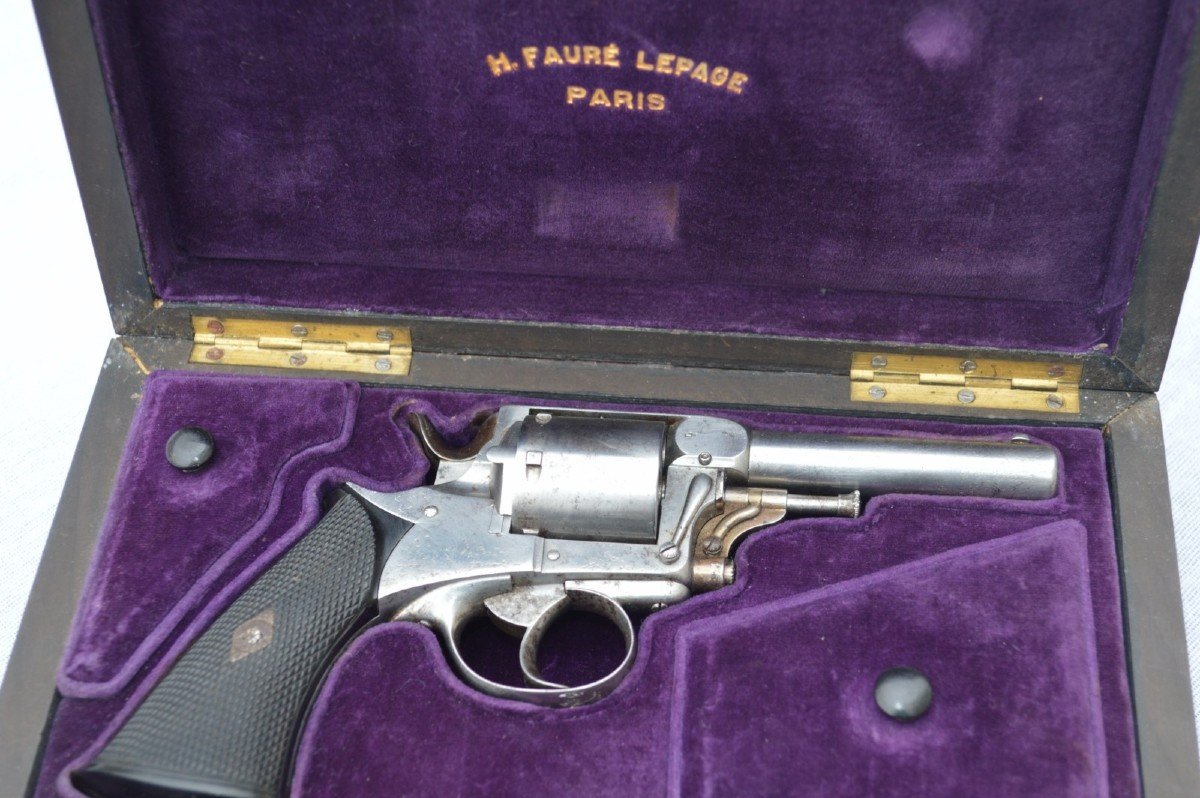 Faure Lepage Revolver Model 1872 By Lebeau Freres Monogrammed Mp In Box France 19th Century-photo-2
