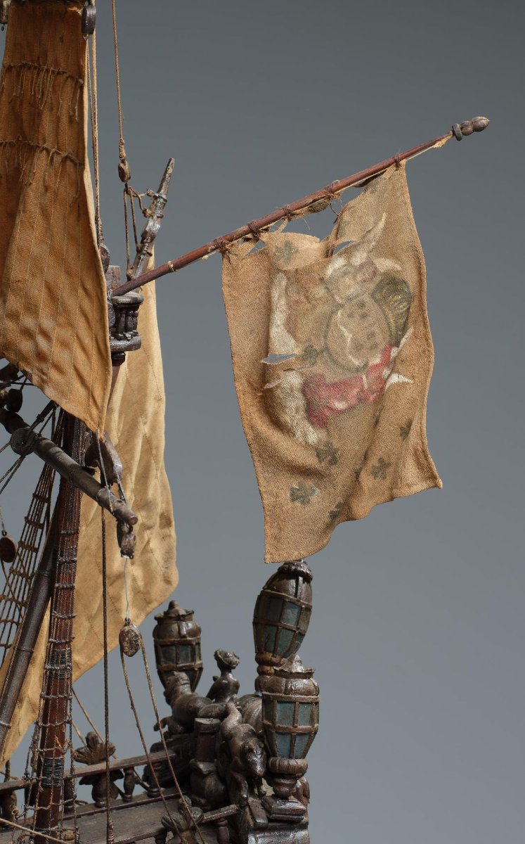 Monumental Model Of The Prestigious Warship "le Soleil Royale" Symbol Of Louis XIV-photo-2