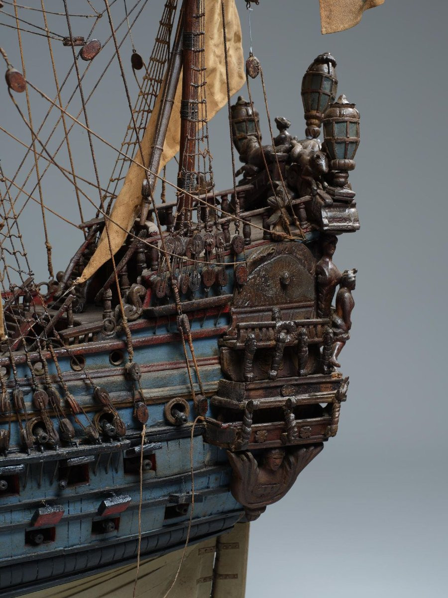 Monumental Model Of The Prestigious Warship "le Soleil Royale" Symbol Of Louis XIV-photo-4