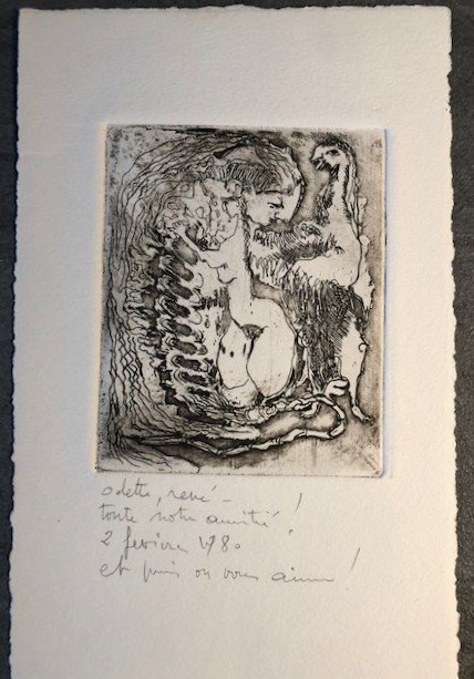 2 Engravings By Sido And Francois Thevenin (embossing / Etching) 1980-photo-3