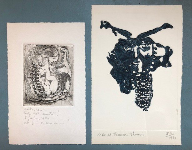 2 Engravings By Sido And Francois Thevenin (embossing / Etching) 1980