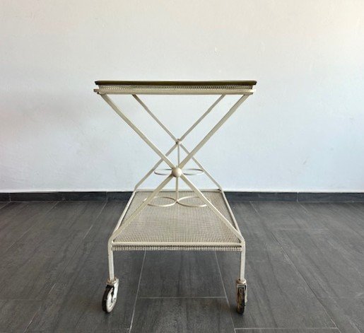 Desserte  design neo-classique de Mathieu Mategot 1950 ( Plateau Amovible - Table Roulante )-photo-1