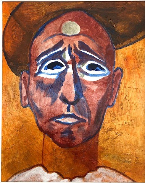 Acrylic Albert Houthuesen (1903-1979) Titled Devil Clown (portrait - Circus )