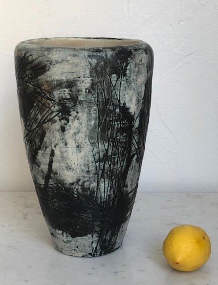 Grand Vase En Céramique Décor Abstrait De Jacques Blin 1950-1960 ( époque Capron-jouve-derval )-photo-2