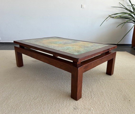 Large Enameled Ceramic Coffee Table Design By Bernard Buffat 1970 -photo-4