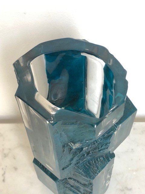 Large Daum Crystal Vase After A Drawing By César 1970-photo-3
