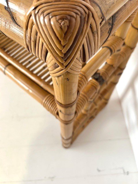 Table / Console En Bambou Et Rotin Design Italien 1970-photo-3