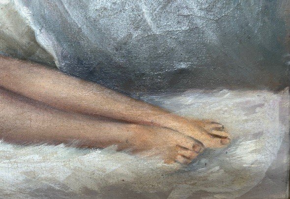 Huile Sur Toile Nu Féminin De Jules Gustave Lempereur (esprit Domergue - école Belge) 1950-photo-3