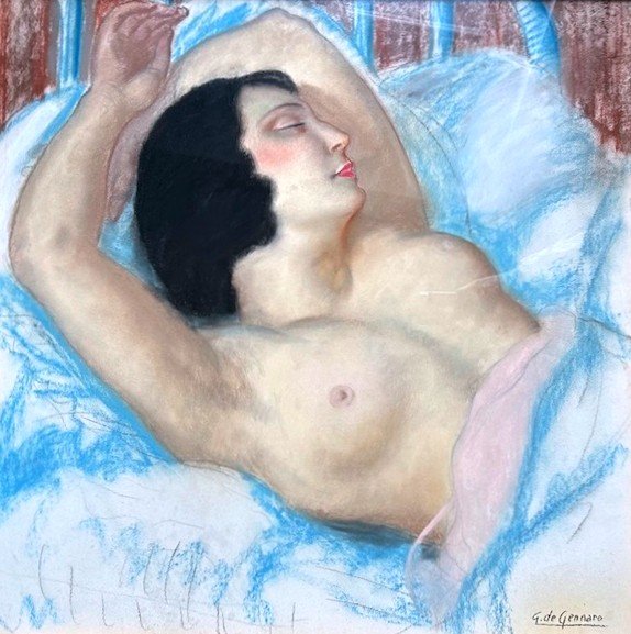 Nu Grand Pastel De Gaetano Gennaro (1890-1959) Neo Classique Art Deco 1940 -photo-2