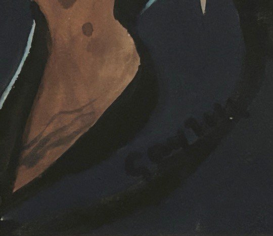 Gouache De Louis Albert Gayrin (1911-1971) Impressionnisme Braque Neo Cubisme-photo-1