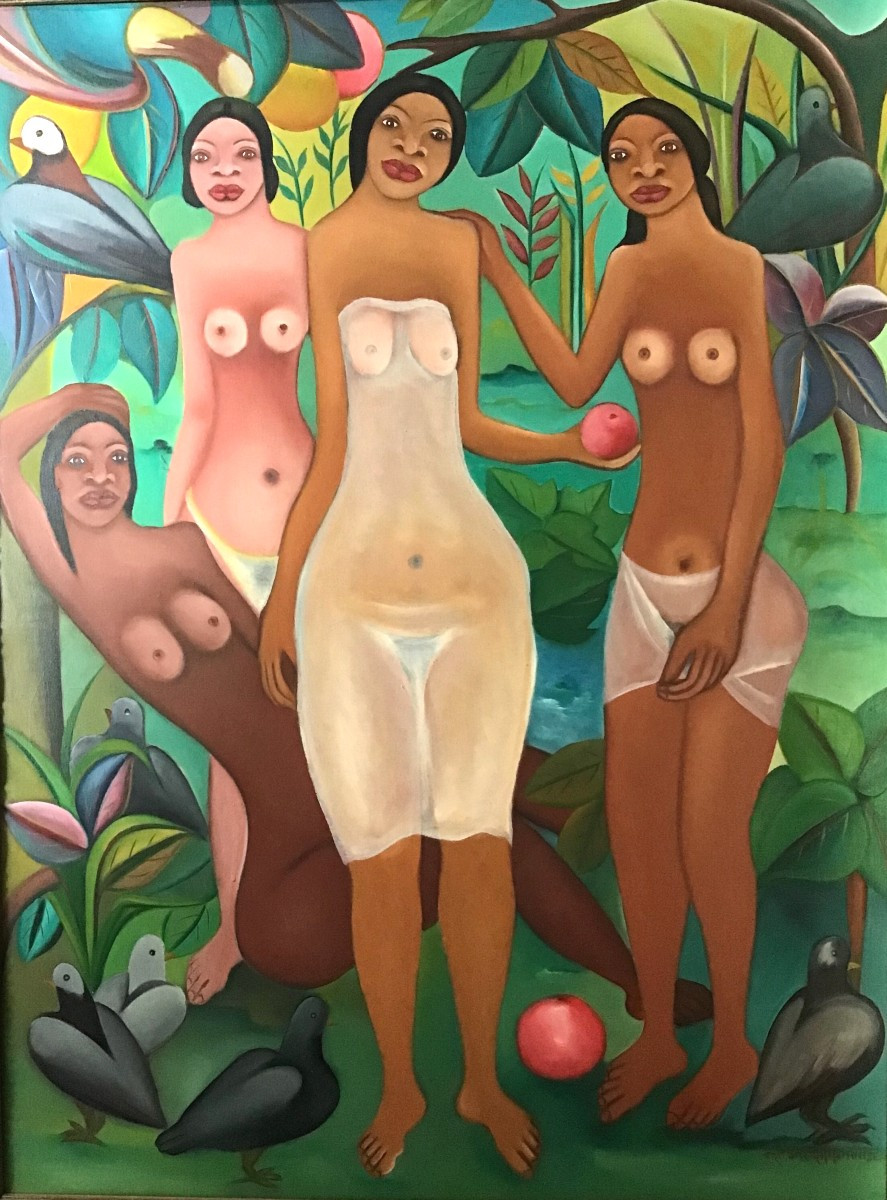 Large Oil On Canvas By Fritzner Alphonse (1938 - 2006) Haitian School Of The 20th Century-photo-2