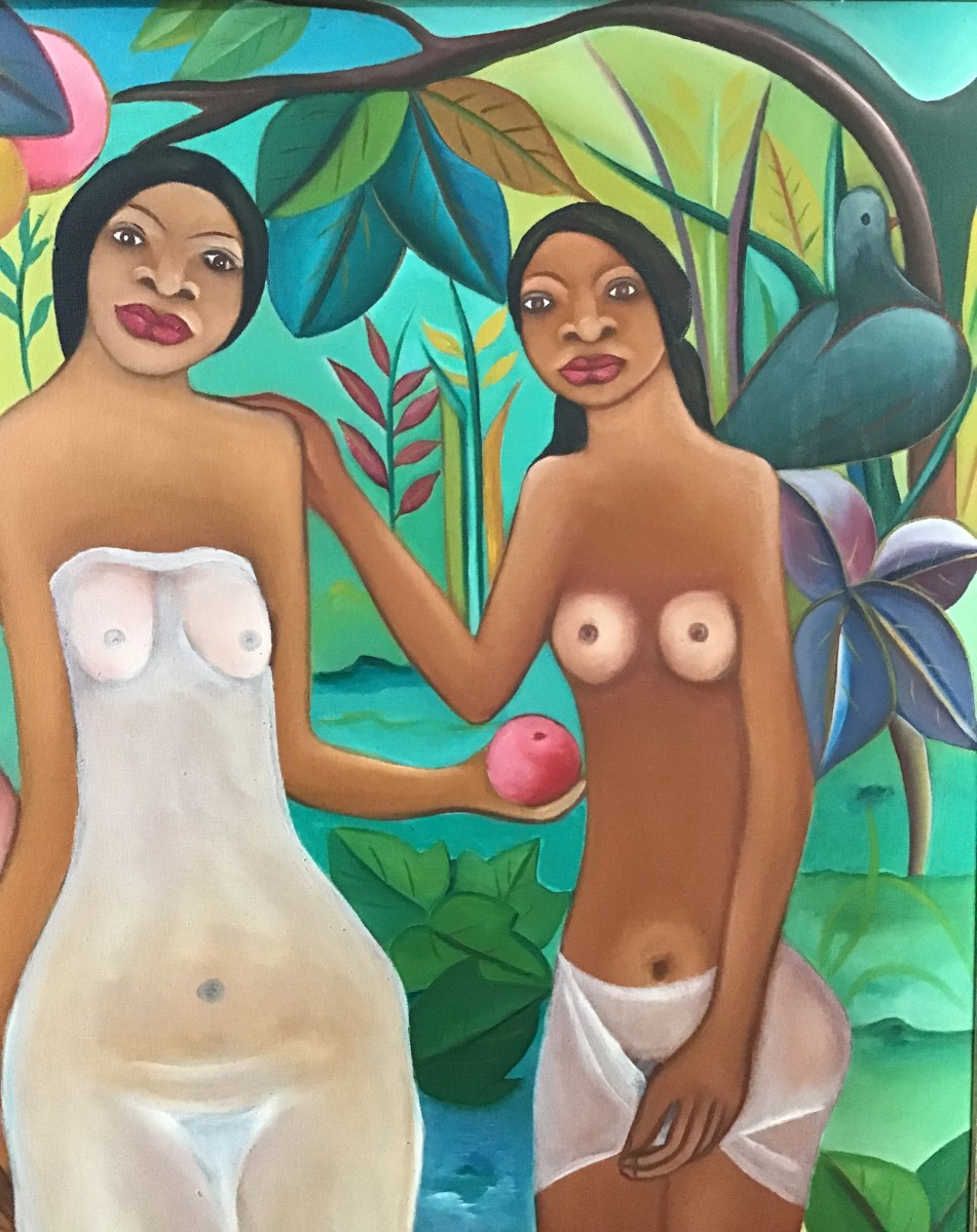 Large Oil On Canvas By Fritzner Alphonse (1938 - 2006) Haitian School Of The 20th Century-photo-4