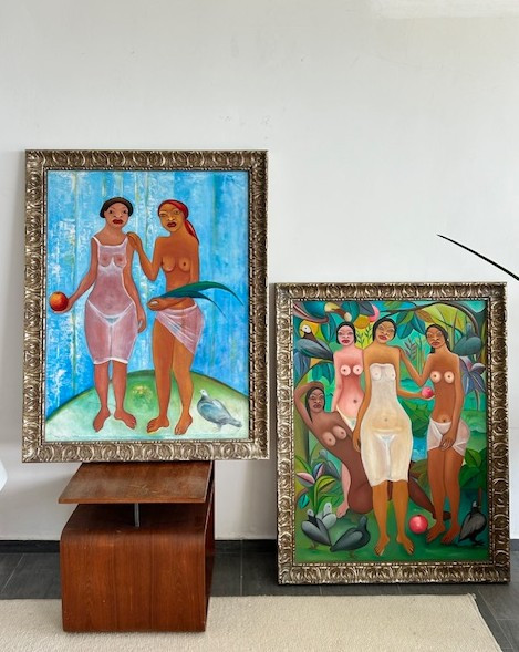 Large Oil On Canvas By Fritzner Alphonse (1938 - 2006) Haitian School Of The 20th Century-photo-5
