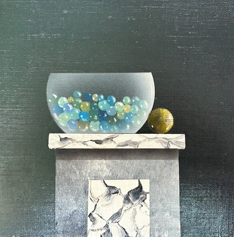 Acrylic By Alain Geneau, Woman In Still Life, Circa 1970-1980 In The Style Of Gorgio Morandi-photo-1