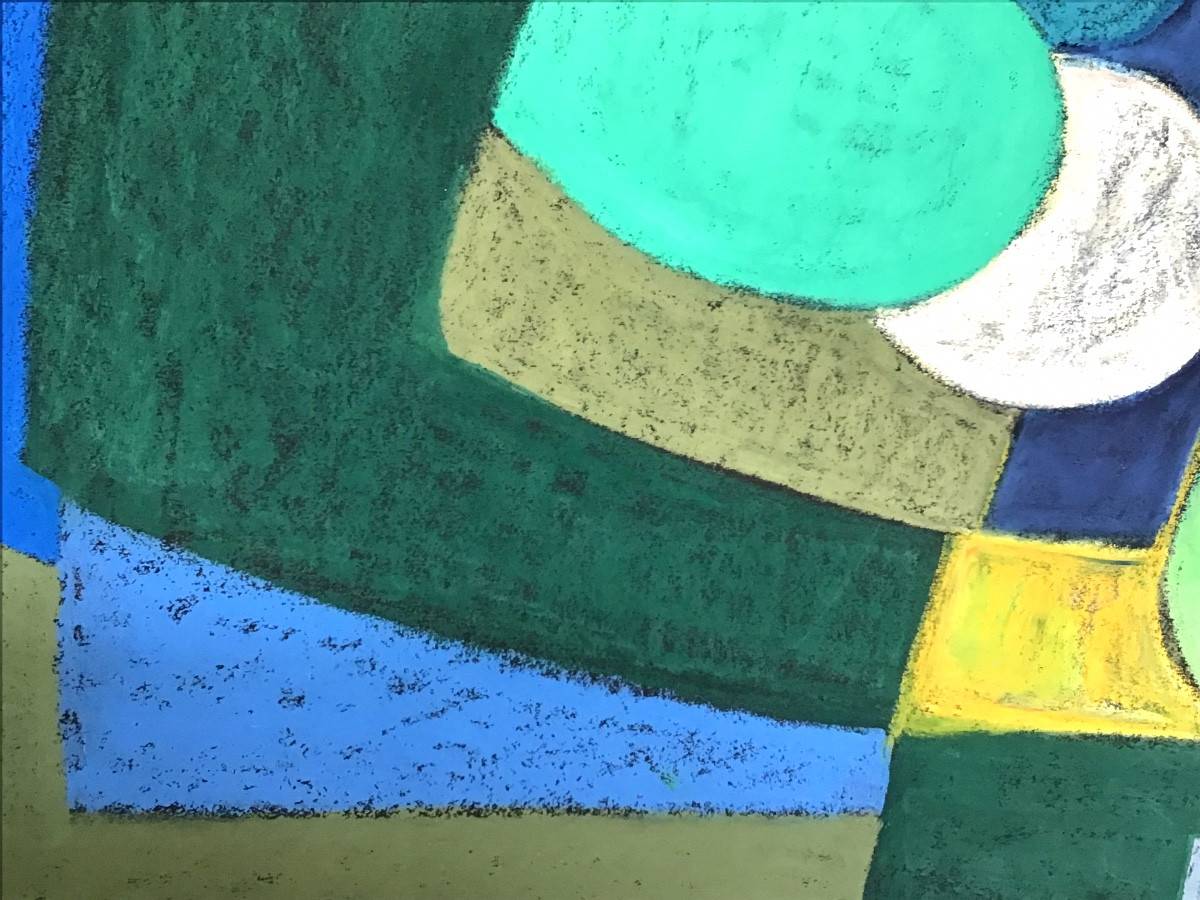 Large Pastel By Guy Leclerc Gayrau (1942- ) Abstraction Cubism 20th Century -photo-4