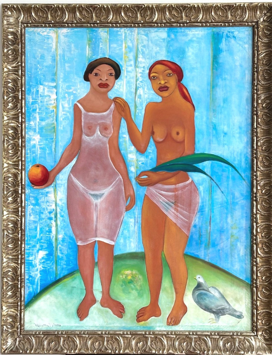 Large Oil On Canvas By Fritzner Alphonse (1938 - 2006) Haitian School Of The 20th Century