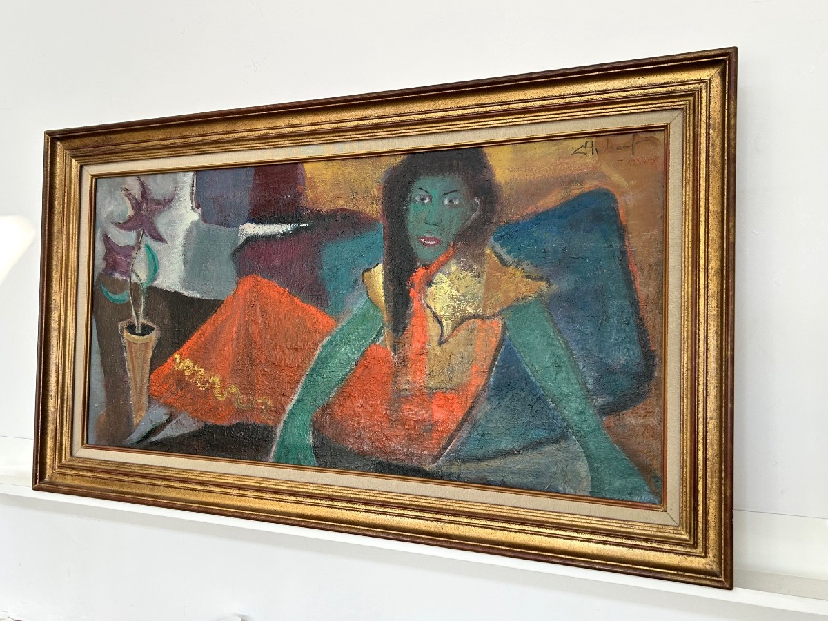 Oil On Canvas Signed Chabert Entitled "the Tahitian Woman" (post-fauvism/impressionism)-photo-2