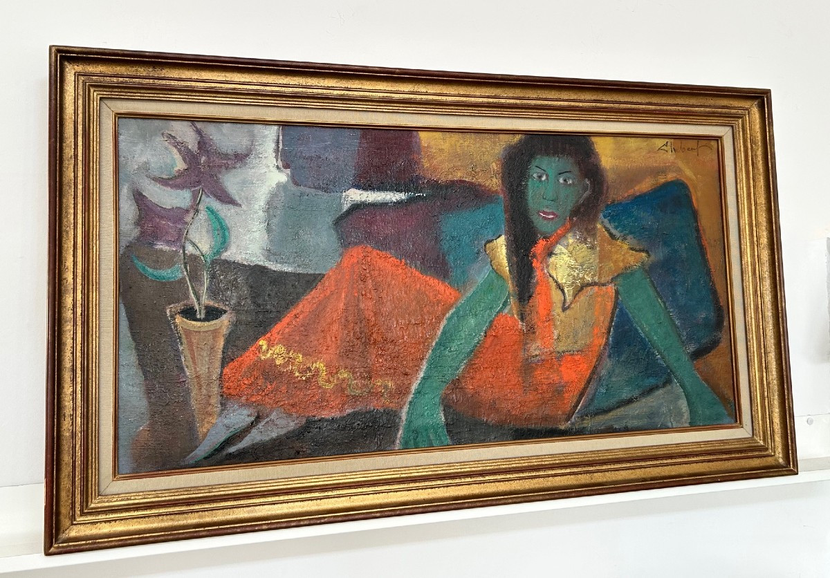 Oil On Canvas Signed Chabert Entitled "the Tahitian Woman" (post-fauvism/impressionism)-photo-3