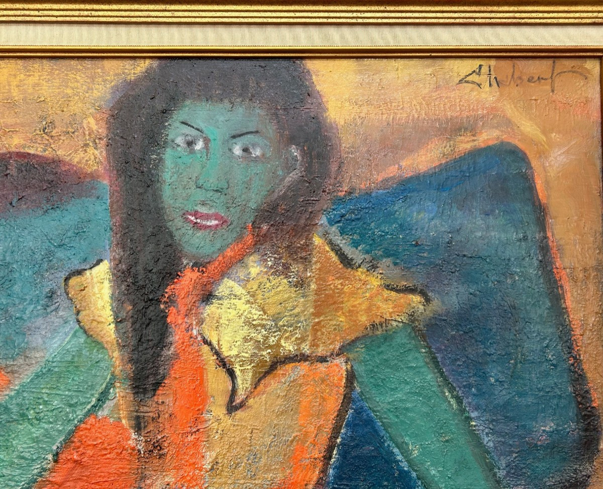 Oil On Canvas Signed Chabert Entitled "the Tahitian Woman" (post-fauvism/impressionism)-photo-1