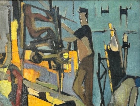 Huile sur toile signée Chabert (chantier - industriel - post cubisme - esprit Camille Hilaire)-photo-2