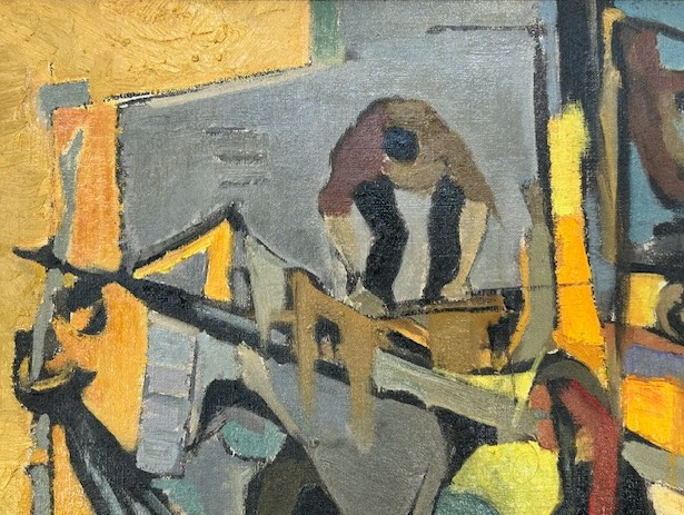 Huile sur toile signée Chabert (chantier - industriel - post cubisme - esprit Camille Hilaire)-photo-3