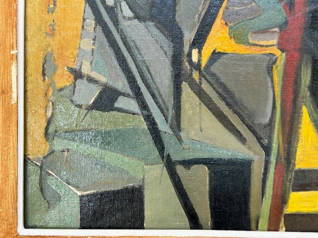 Huile sur toile signée Chabert (chantier - industriel - post cubisme - esprit Camille Hilaire)-photo-4