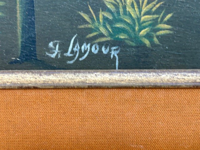 Oil On Canvas By Fritznzer Lamour (1950-2023) Haitian School Naïve Fabulist Prefect Duffaut -photo-4