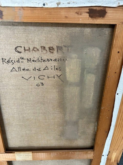 Oil On Canvas Signed Chabert Entitled "fishermen's Wives" Post-cubist In The Spirit Of Artemoff-photo-3