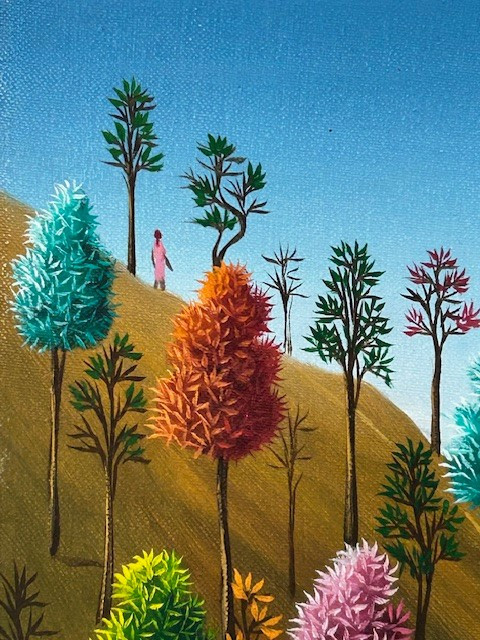 Huile sur toile de  Fritzner Lamour ( 1950-2023)Ecole haitienne Naif fabuliste Prefete Duffaut -photo-3