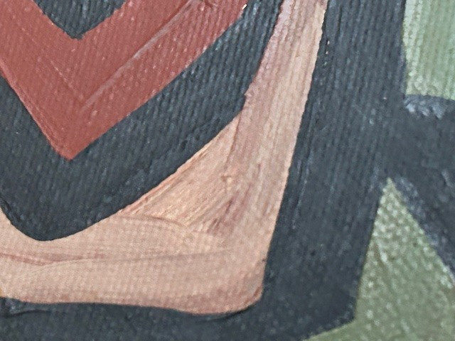 Nature morte à la bouteille et aux fruits 1976 ( Neo cubisme - abstraction figurative )-photo-1