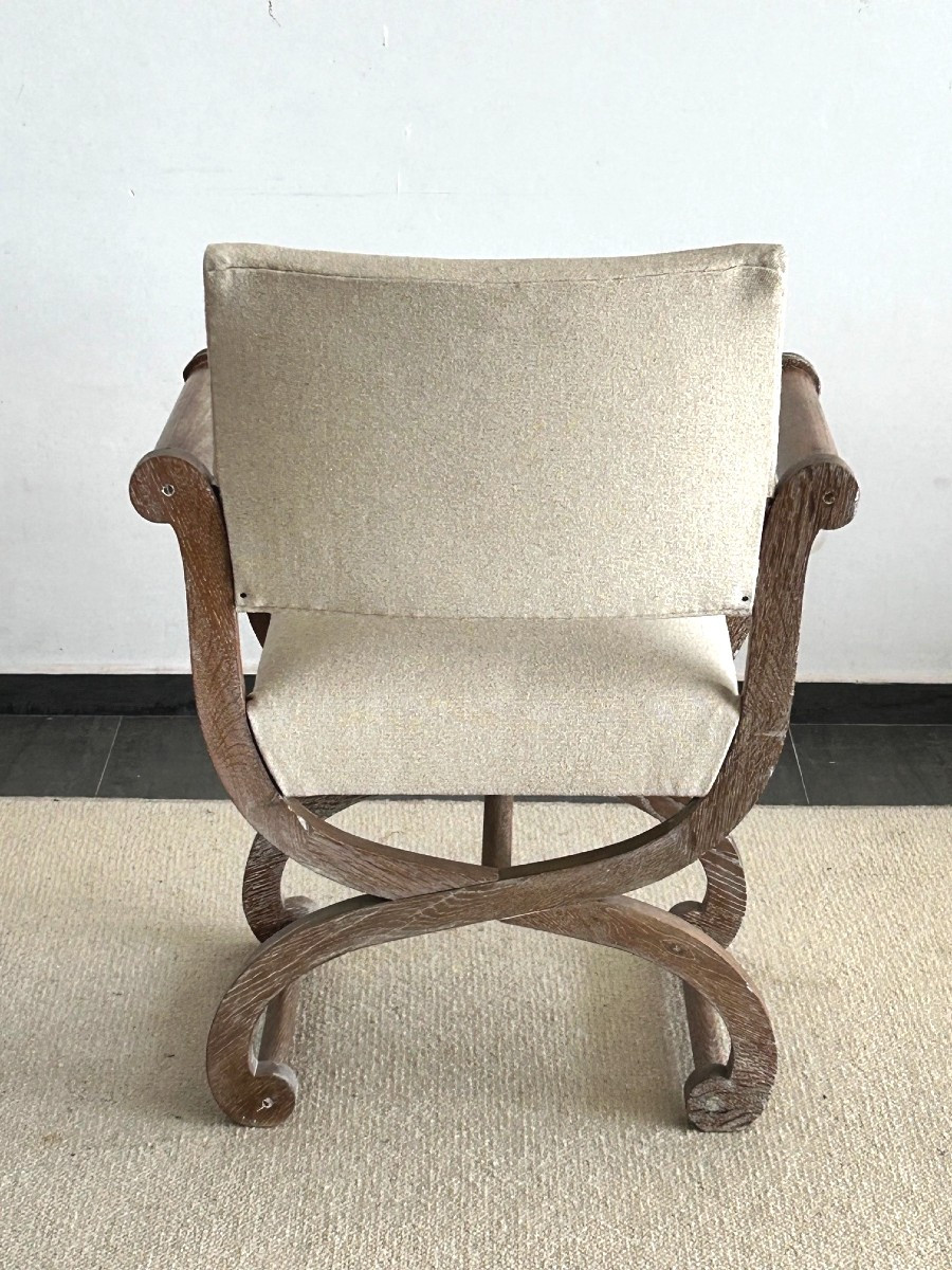 Rare fauteuil curule design de Felix Davin circa 1930-1940 ( decoration Lenoble-Royere-Arbus)-photo-4