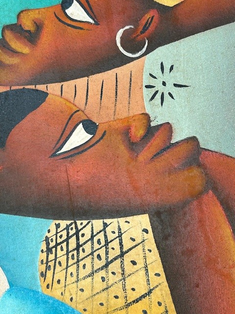 Grande huile sur toile signée Casimir(Laurent Casimir?) 1970-1980 Ecole haitienne-cubiste-naif-photo-4