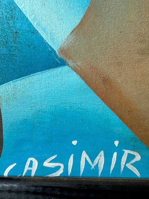 Grande huile sur toile signée Casimir(Laurent Casimir?) 1970-1980 Ecole haitienne-cubiste-naif-photo-2