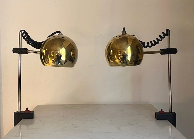 Pair Of Brass Desk/bedside Lamps Circa 1970 (design - Decoration - Reggiani...)-photo-4
