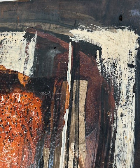 Huile sur panneau d'Ulrico Schettini 1959 ( abstraction - dadaisme - neo dada...) -photo-4