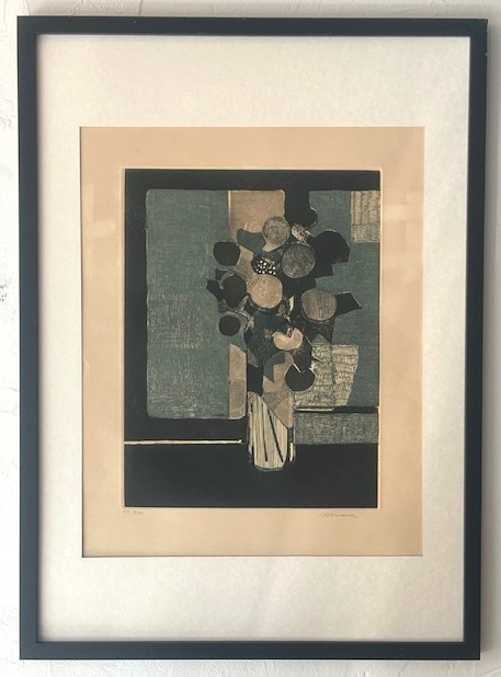 Lithographie de André Minaux circa 1970 épreuve d'artiste ( art deco - nature morte..)-photo-2