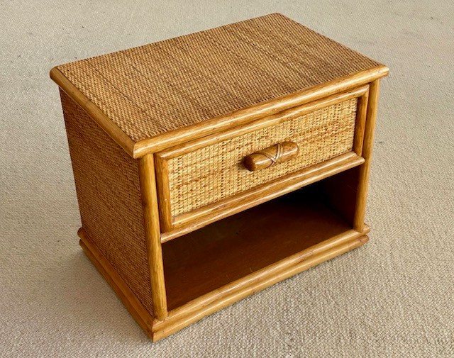 Paire de  chevets en rotin 1970 - 1980  Italie ( esprit Dal Vera - Audoux et Minet - Sognot...)-photo-3